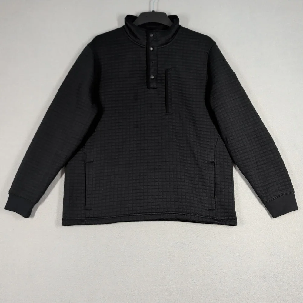 Vineyard Vines Pullover Mens XL Black Performance Quilted Snap Mock Neck Sweater